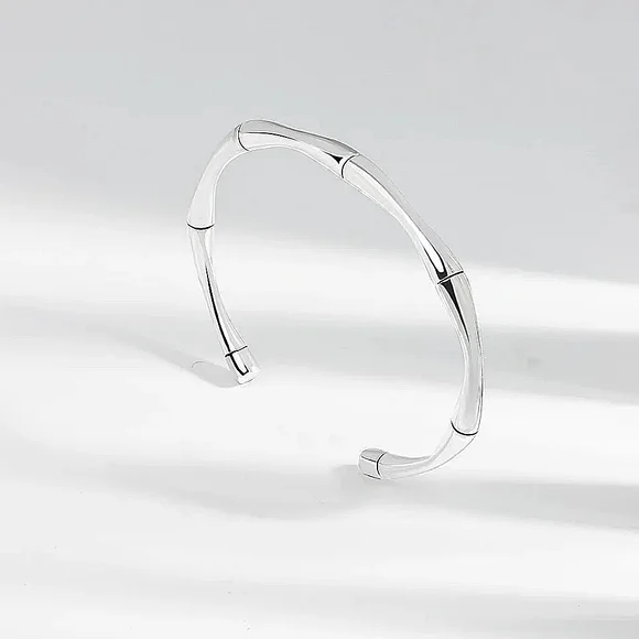 MEN | NEW Small Solid Bamboo S925 Adjustable Cuff Bracelet - Picture 12 of 16